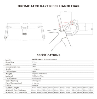 OROME AeroRaze - One Piece Carbon Road Riser Handlebar