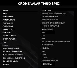 OROME VALAR TH55D BLACKLINE CARBON DISC BRAKE WHEELSETS