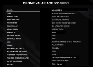 OROME VALAR ACE 80D Disc Brake Wheelset